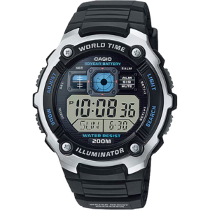 Classic World Time Digital Watch w/ 200 Meter Water-Resistance