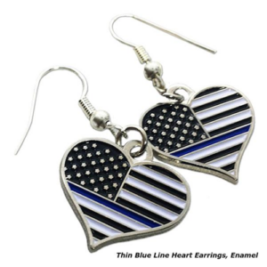 Thin Blue Line Heart Earrings