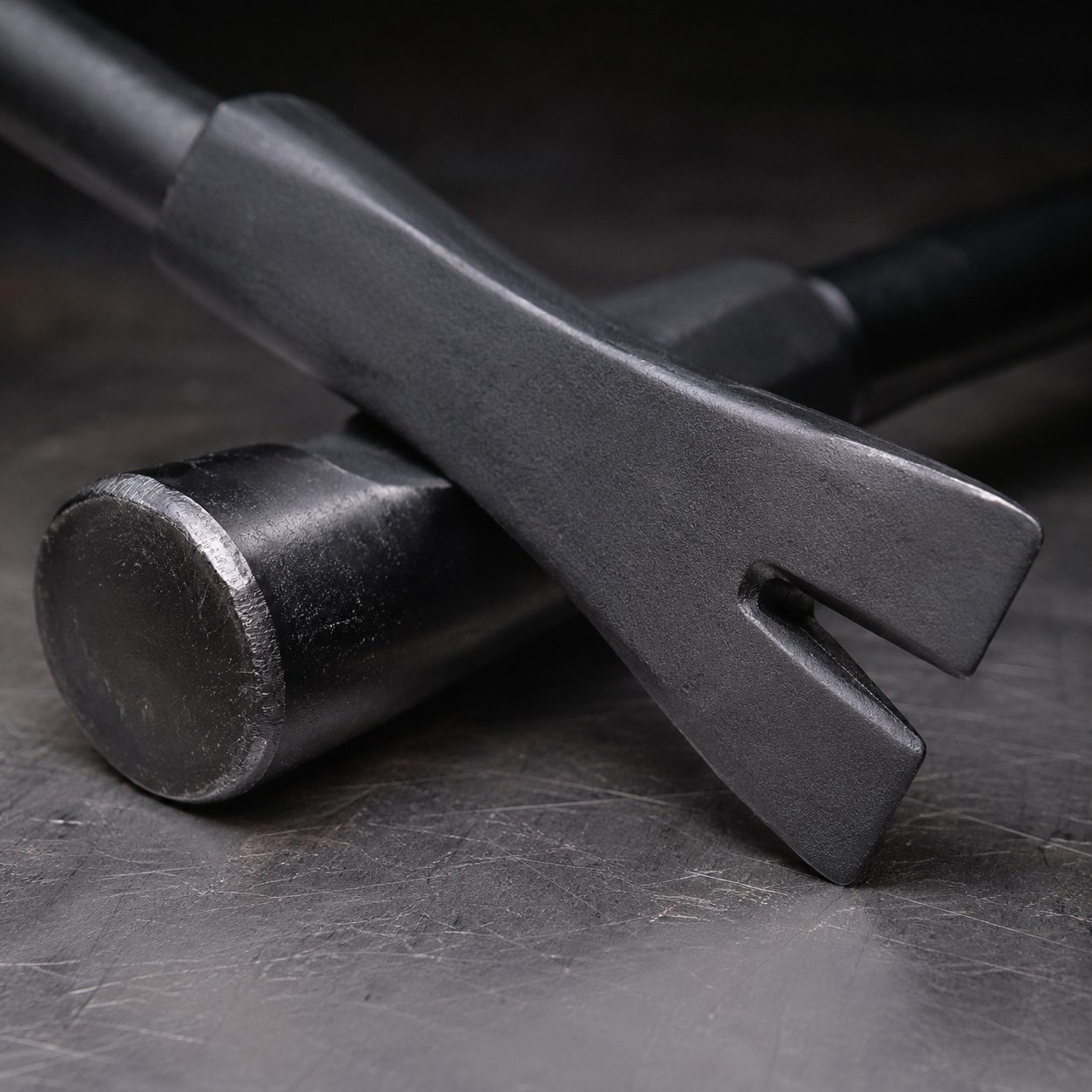 Halligan fork crossed over forged striking steel — the tool grade the 911 entry kits are built around