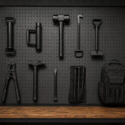 Entry Kit Three: all ten pieces of the master breaching arsenal on the armory board