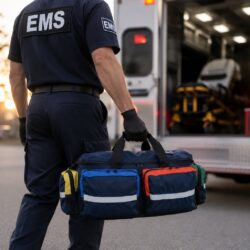 L.A. Rescue O2 To Go Pro Plus in use - medic carrying the jump kit to the ambulance