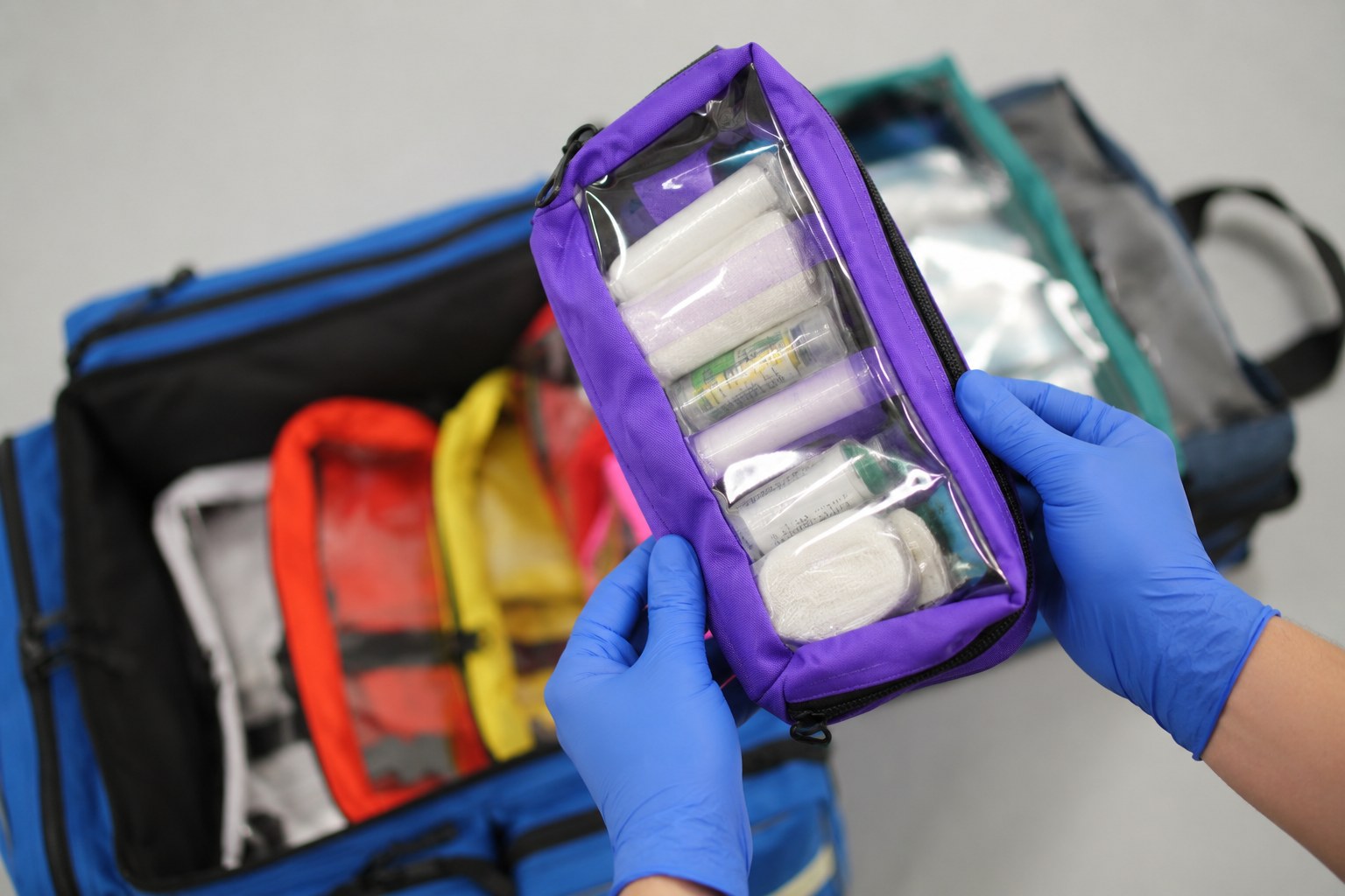 Clear-panel pouch from the Pediatric ALS Attack Pack - see contents without opening
