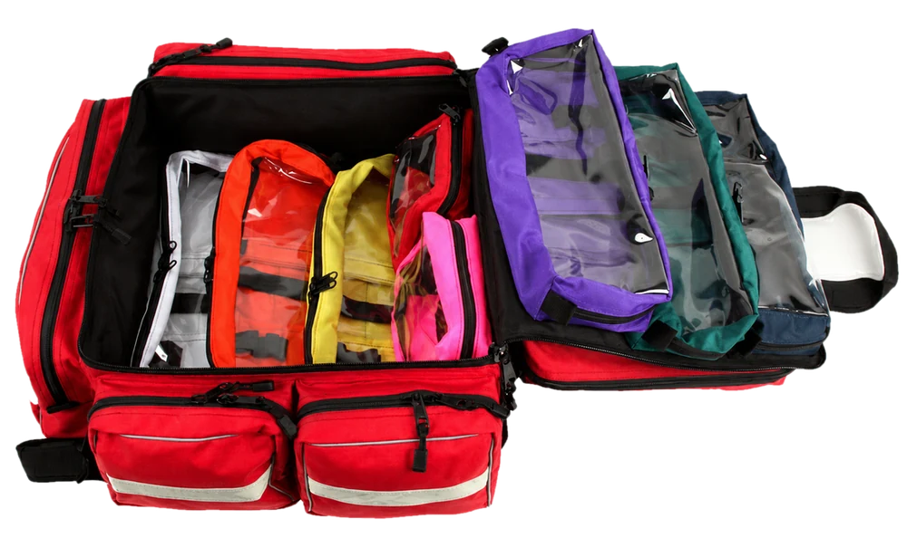 L.A. Rescue attack pack opened to show color-coded fill modules