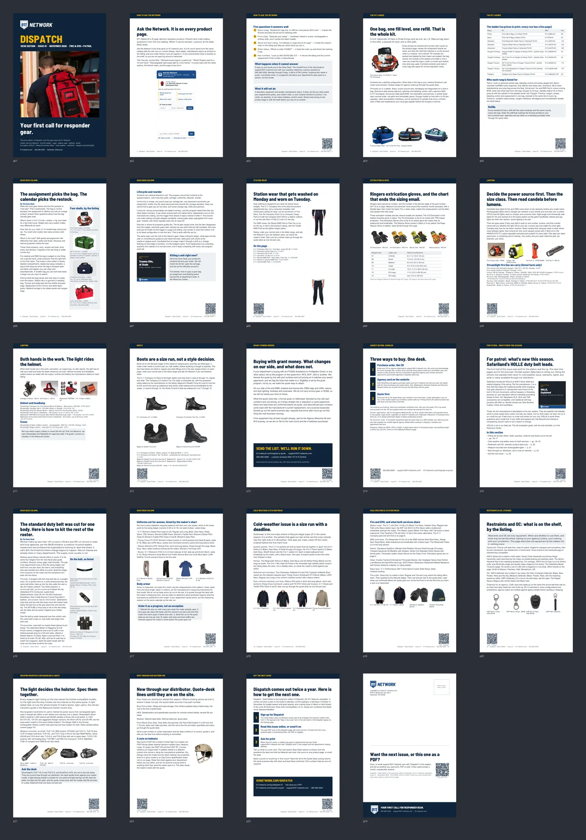 Thumbnail grid of all 24 pages of Dispatch Desk Edition Issue 01
